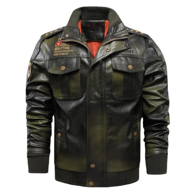 Leather Jacket Men's Stand-up Collar Slim Fit Short